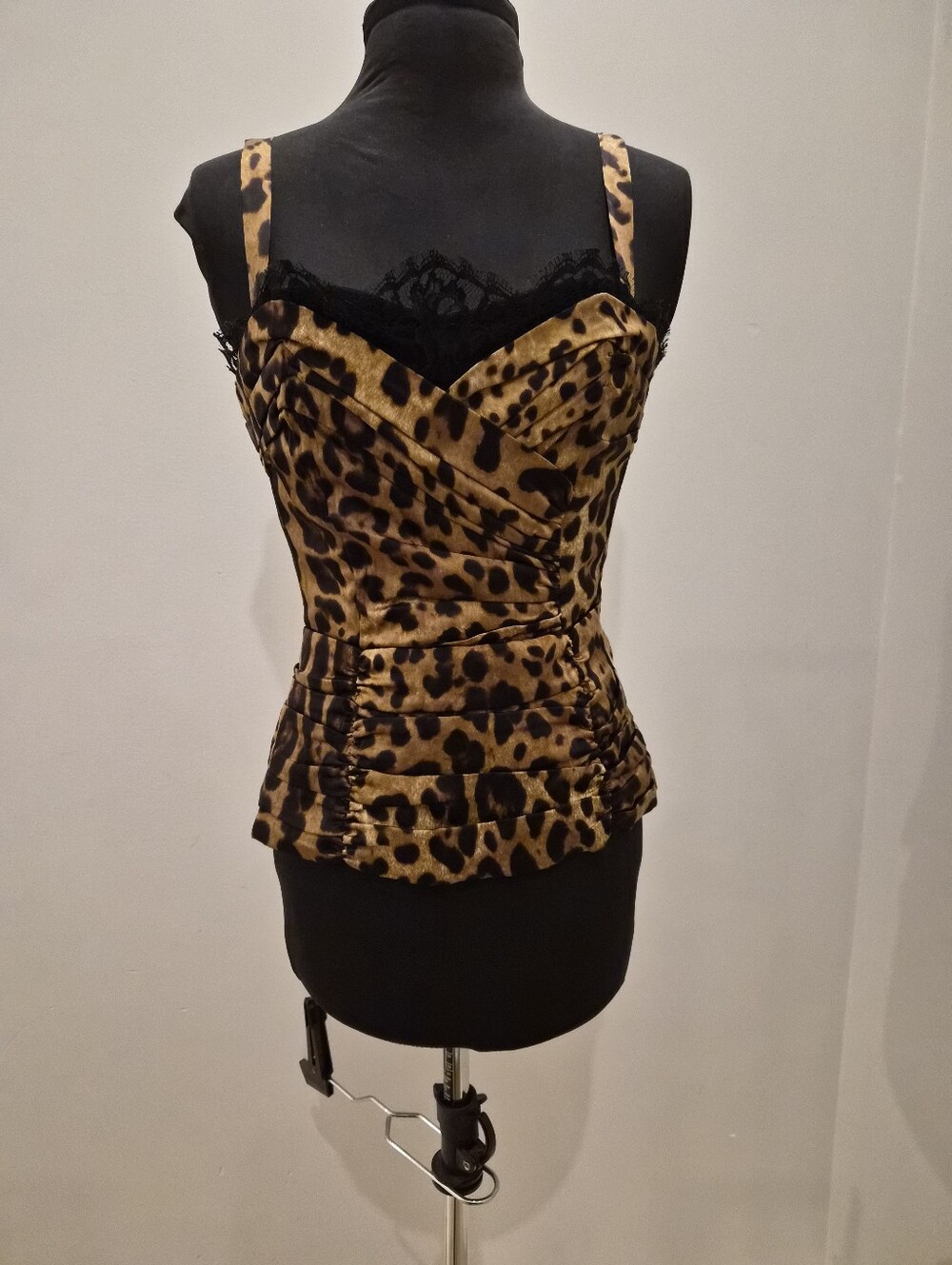 Dolce & Gabbana Leopard-Print Sweetheart Camisole in Brown and Black